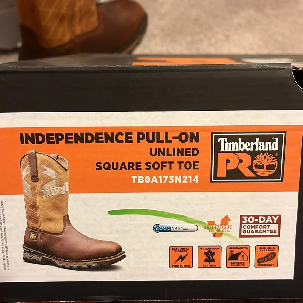 Timberland Pro AG Boss Independence Pull On Boots Live Free Or Die WIDE Mens 13